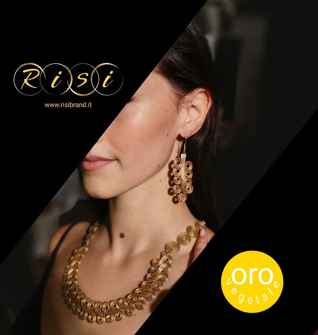 Collana e orecchini reale in oro vegetale
