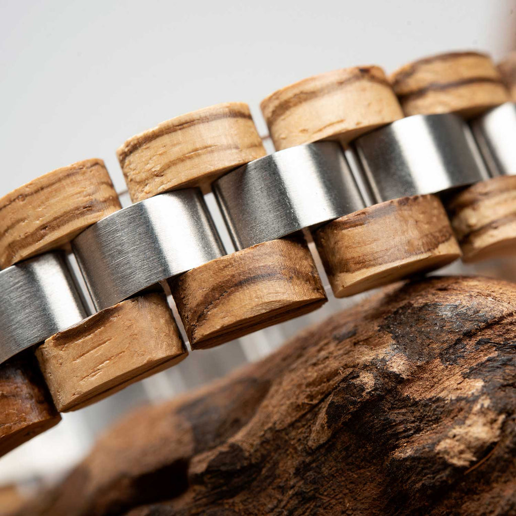 Bracciale legno acciaio